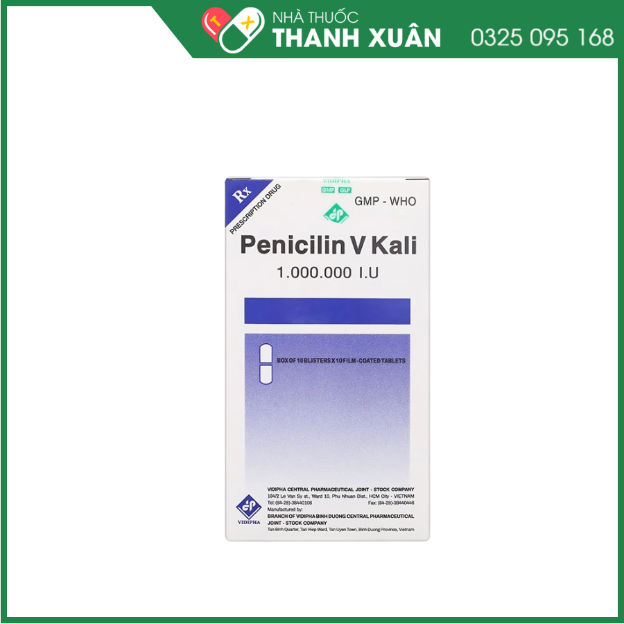 Penicilin V Kali 1.000.000I.U điều trị, dự phòng các bệnh nhiễm trùng